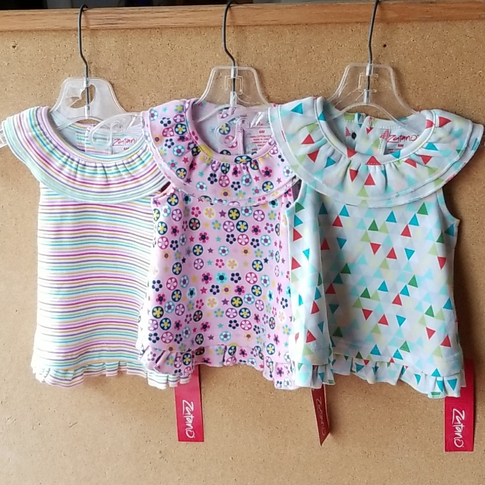3 Zutano baby ruffle summer Sunshine tops 6 months